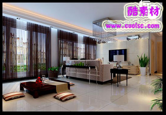 Bright Southeast Asian Style Drawing Room Render Demo